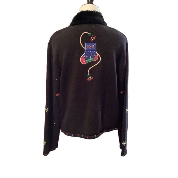 Designer Studio Original Christmas Full Zipper Sweater Petit Large - Picture 3 of 8